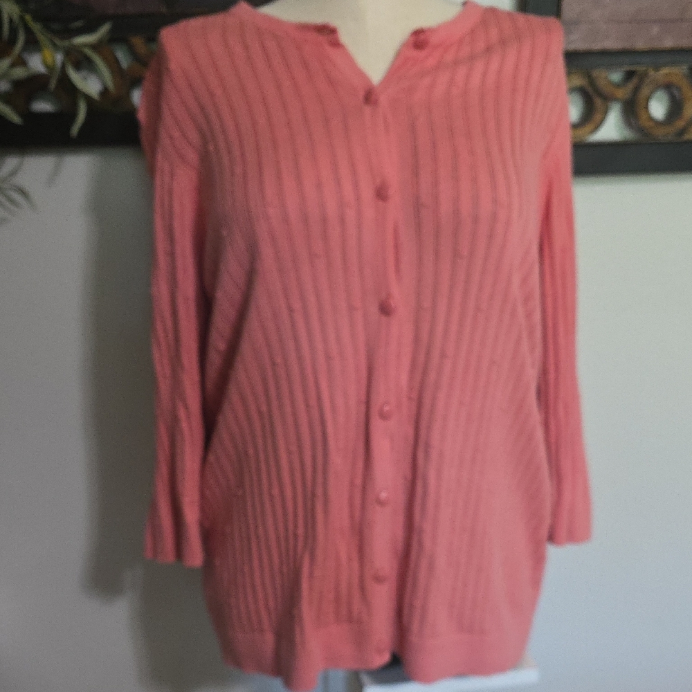 Women's Pink Button-Up Sweater